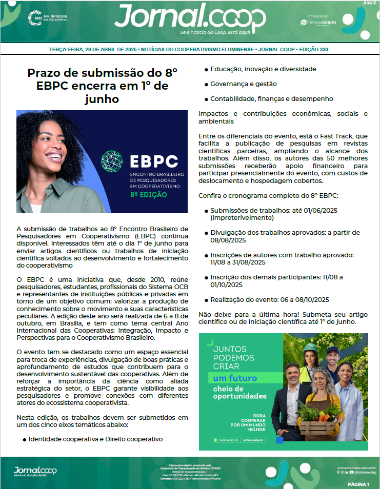 Jornal.Coop – Edição 330 – Ano 3 – 29 de Abril de 2025