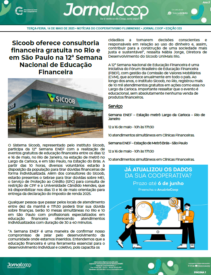 Jornal.Coop – Edição 333 – Ano 3 – 14 de Maio de 2025