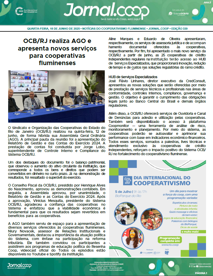 Jornal.Coop – Edição 339 – Ano 3 – 18 de Junho de 2025