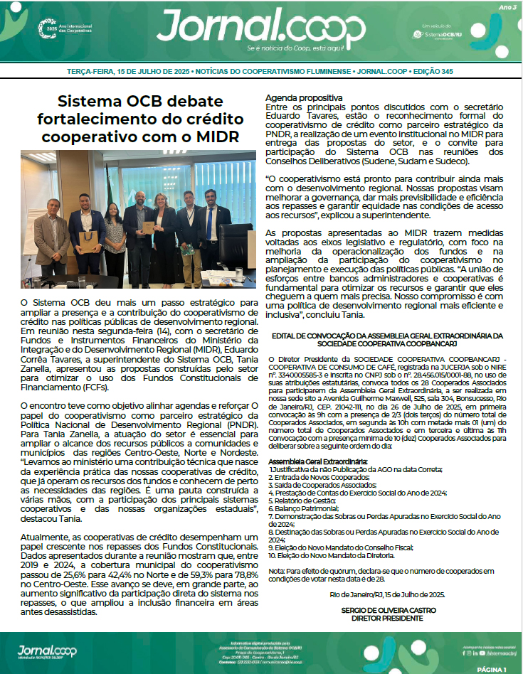 Jornal.Coop – Edição 345 – Ano 3 – 15 de Julho de 2025