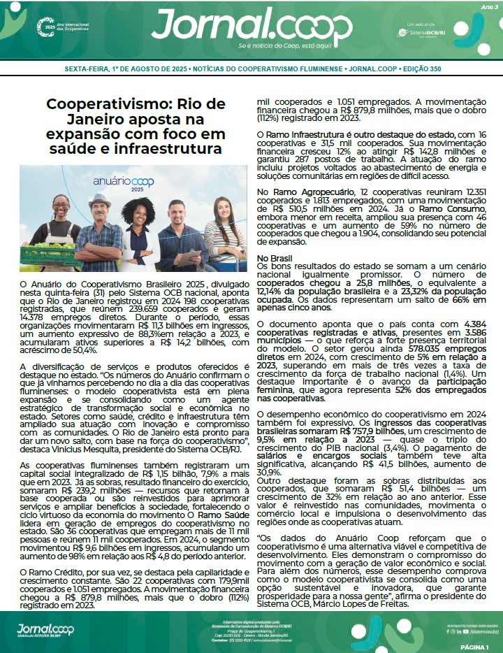 Jornal.Coop – Edição 350 – Ano 3 – 1º de Agosto de 2025