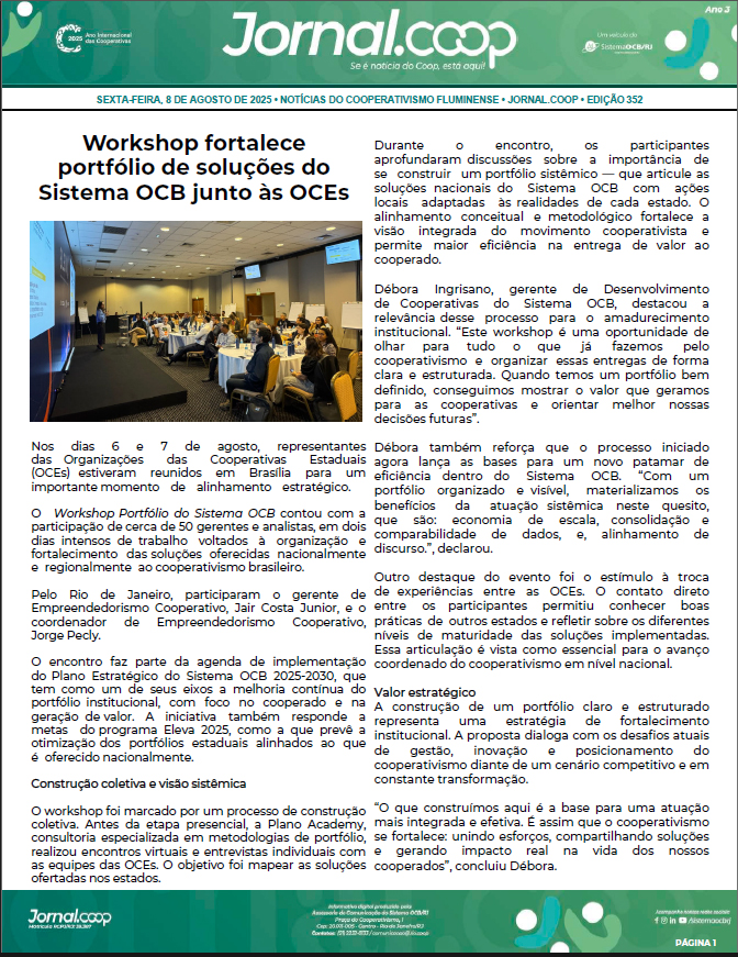 Jornal.Coop – Edição 352 – Ano 3 – 8 de Agosto de 2025