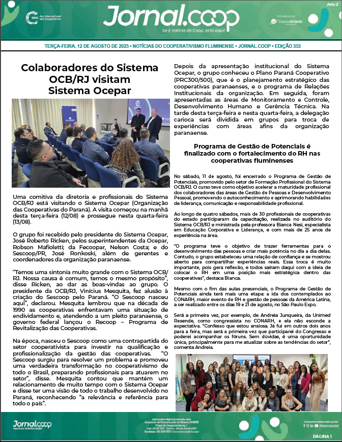 Jornal.Coop – Edição 353 – Ano 3 – 12 de Agosto de 2025
