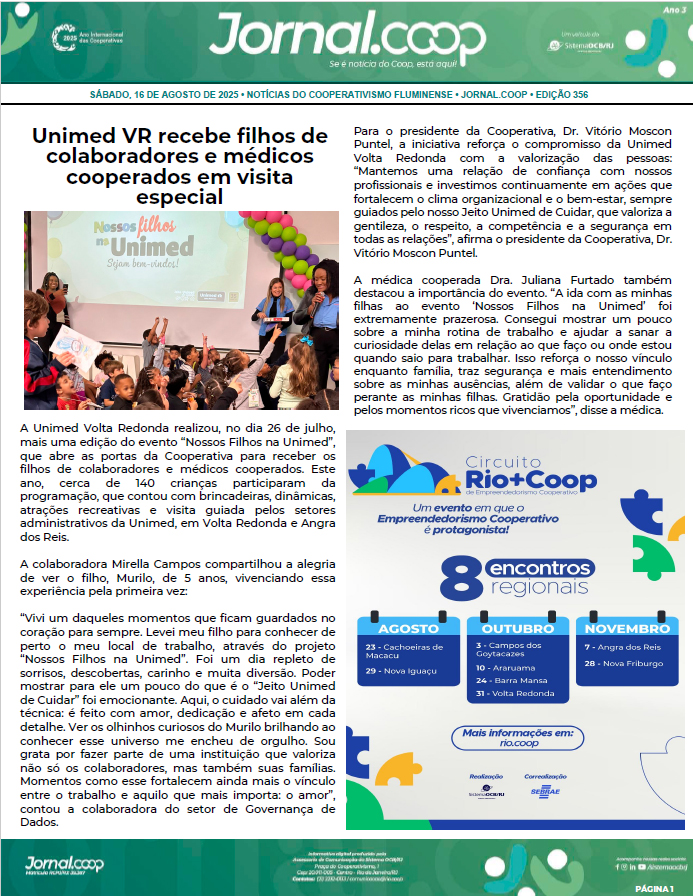 Jornal.Coop – Edição 356 – Ano 3 – 16 de Agosto de 2025