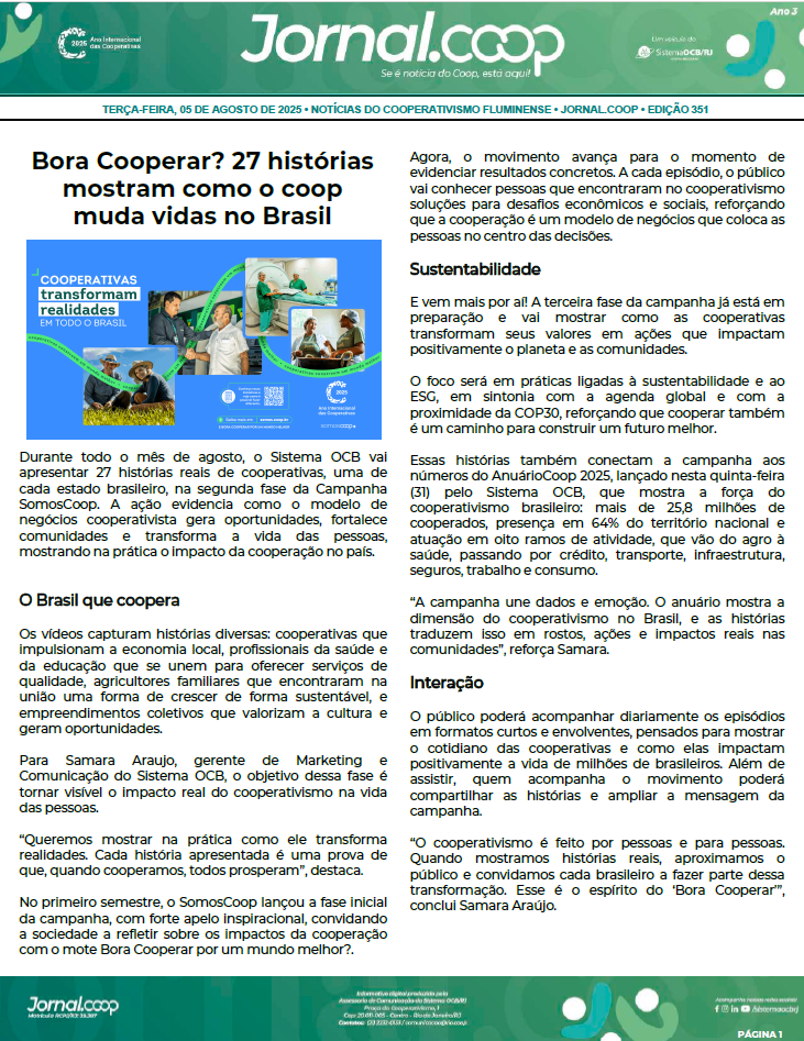 Jornal.Coop – Edição 351 – Ano 3 – 4 de Agosto de 2025