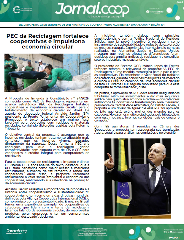 Jornal.Coop – Edição 364 – Ano 3 – 22 de setembro de 2025