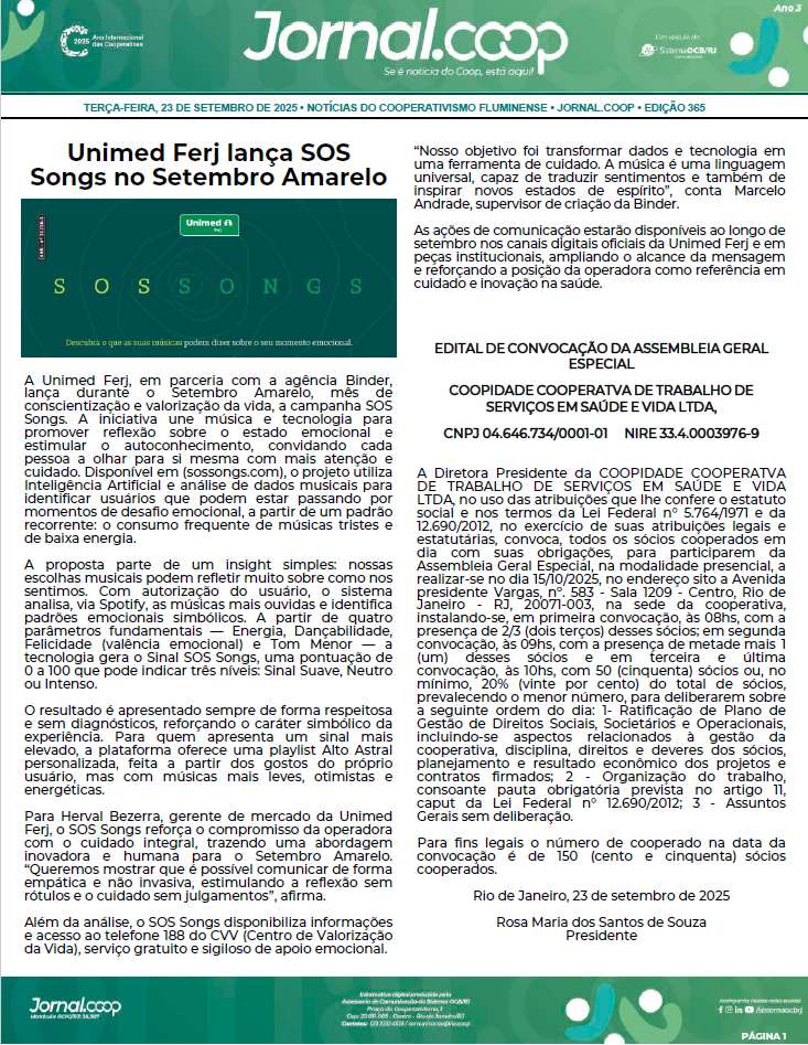 Jornal.Coop – Edição 365 – Ano 3 – 23 de setembro de 2025