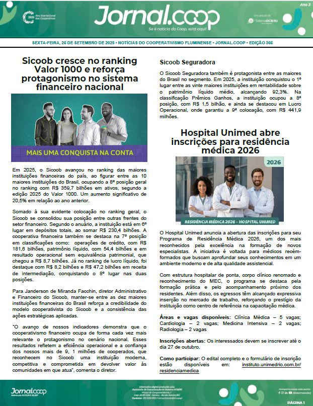 Jornal.Coop – Edição 366 – Ano 3 – 26 de setembro de 2025