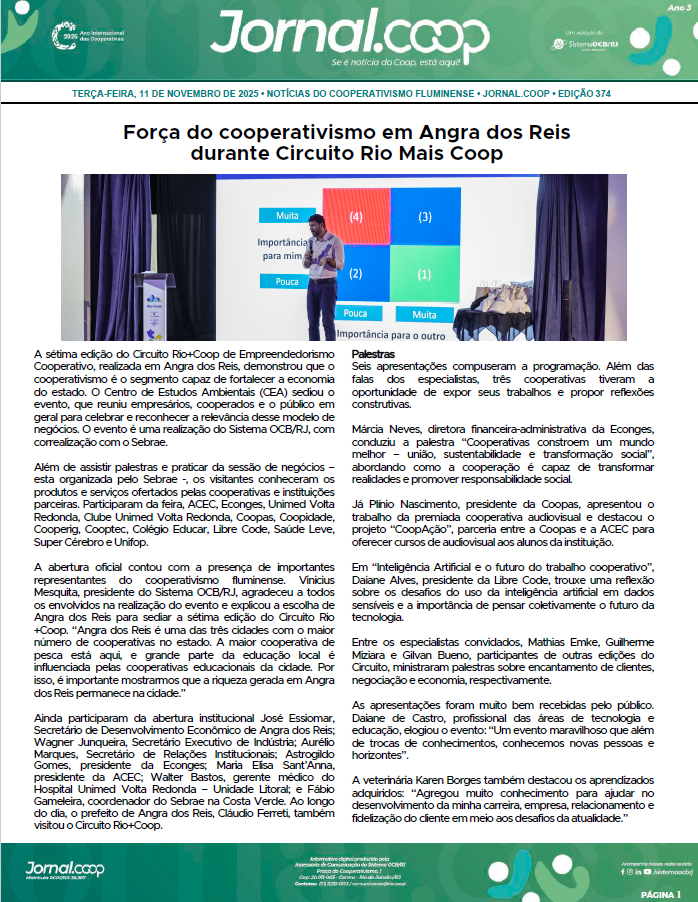 Jornal.Coop – Edição 374 – Ano 3 – 11 de Novembro de 2025