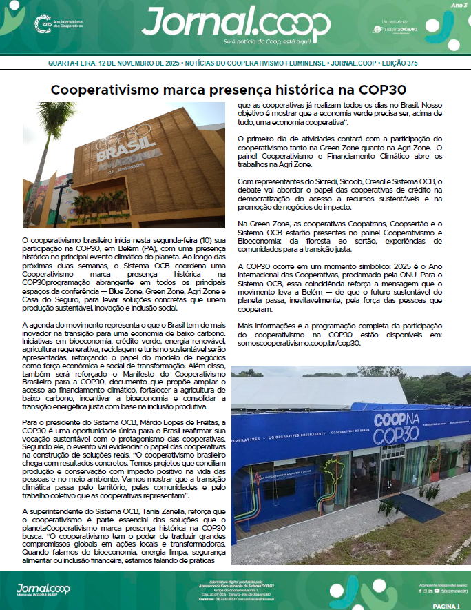 Jornal.Coop – Edição 375 – Ano 3 – 12 de Novembro de 2025