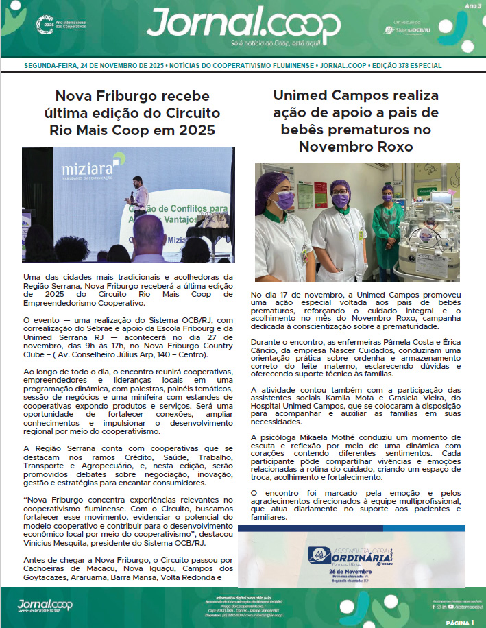 Jornal.Coop – Edição 378 Especial – Ano 3 – 24 de Novembro de 2025