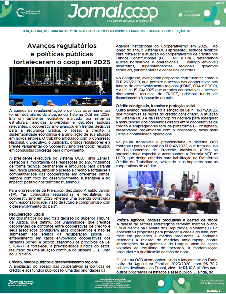 Jornal.Coop – Edição 387 – Ano 3 – 6 de Janeiro de 2026