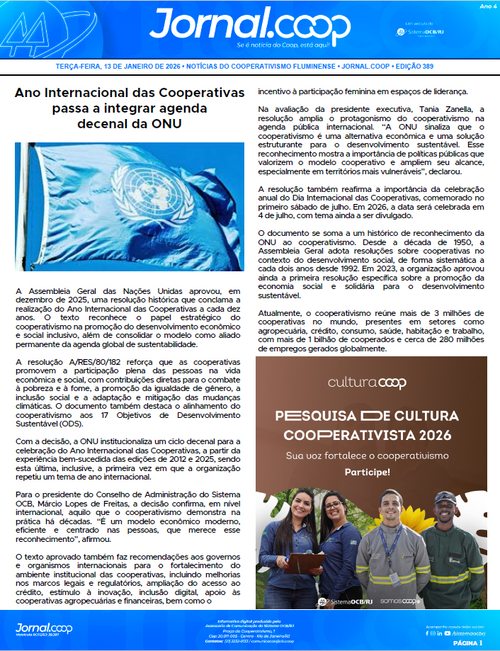 Jornal.Coop – Edição 389 – Ano 4 – 13 de Janeiro de 2026