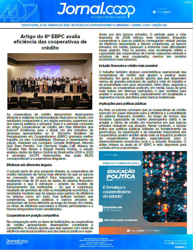Jornal.Coop – Edição 393 – Ano 4 – 23 de janeiro de 2026