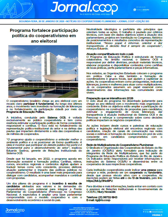 Jornal.Coop – Edição 395 – Ano 4 – 28 de janeiro de 2026