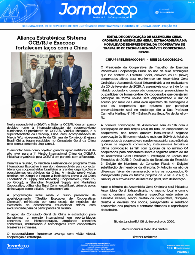 Jornal.Coop – Edição 398 – Ano 4 – 09 de fevereiro de 2026