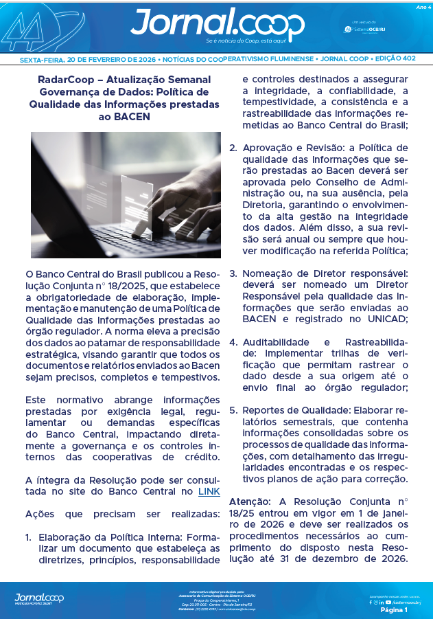 Jornal.Coop – Edição 402 – Ano 4 – 20 de fevereiro de 2026