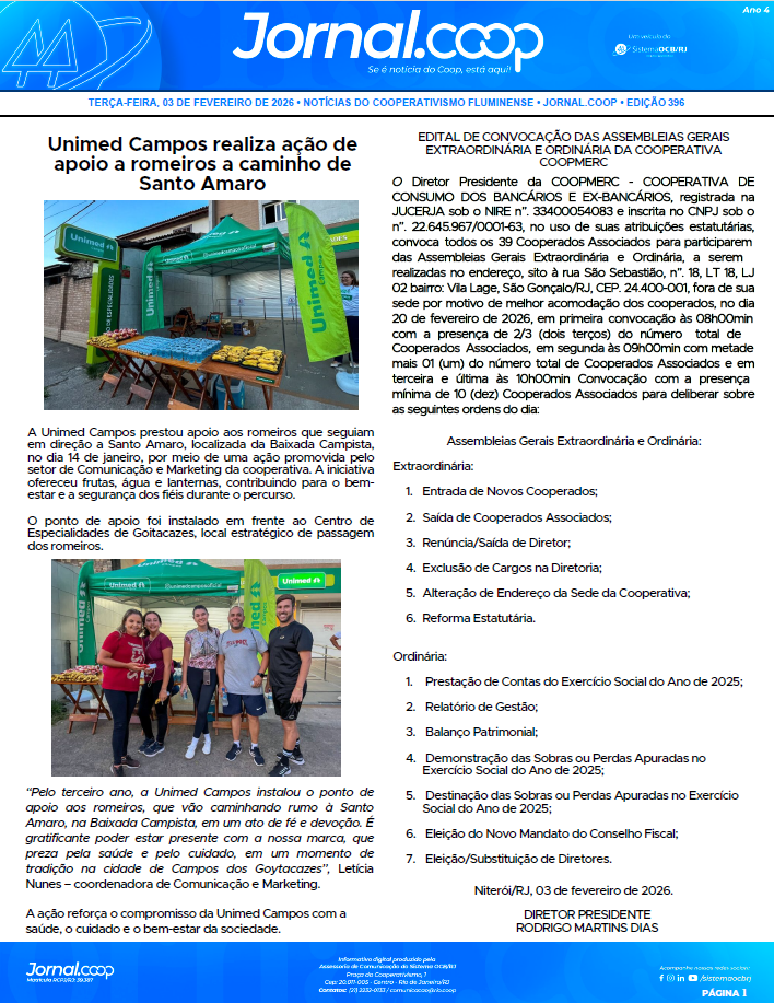 Jornal.Coop – Edição 396 – Ano 4 – 03 de fevereiro de 2026