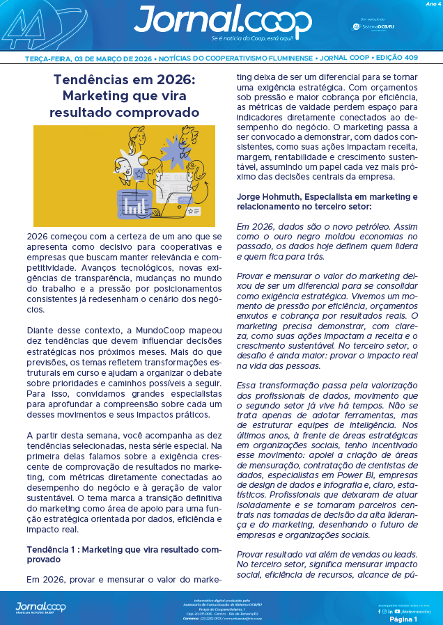 Jornal.Coop – Edição 409 – Ano 4 – 03 de março de 2026