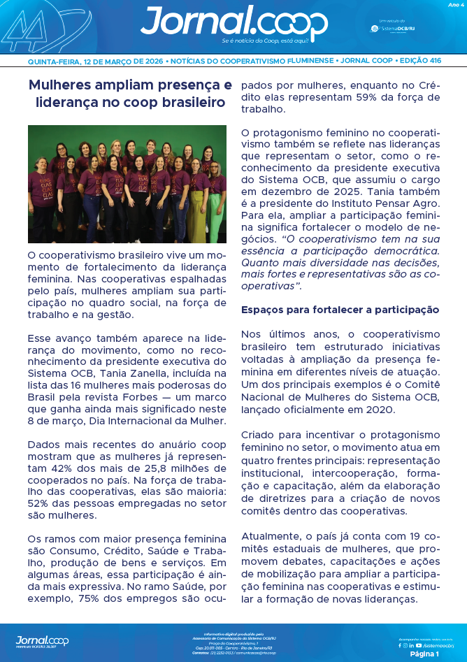 Jornal.Coop – Edição 416 – Ano 4 – 12 de março de 2026