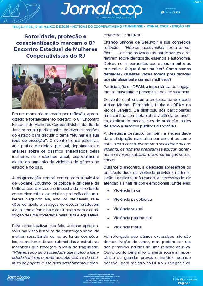 Jornal.Coop – Edição 419 – Ano 4 – 17 de março de 2026