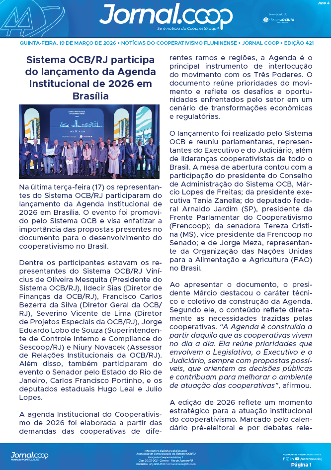 Jornal.Coop – Edição 421 – Ano 4 – 19 de março de 2026