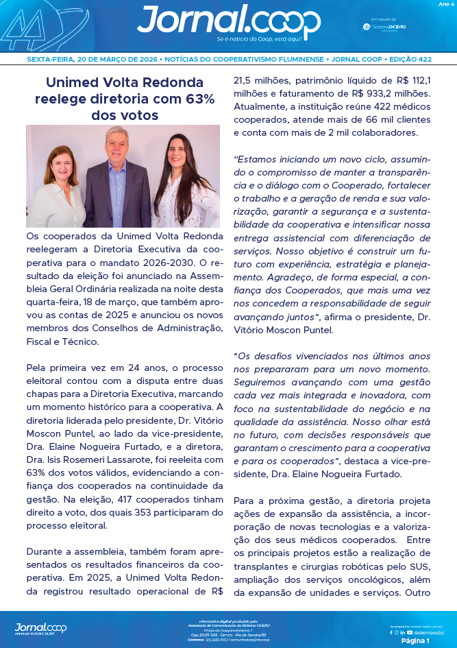 Jornal.Coop – Edição 422 – Ano 4 – 20 de março de 2026