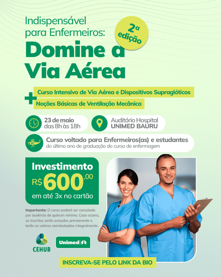 Unimed Bauru – Cehub realiza em maio a 2ª edição do Curso Intensivo de Via Aérea