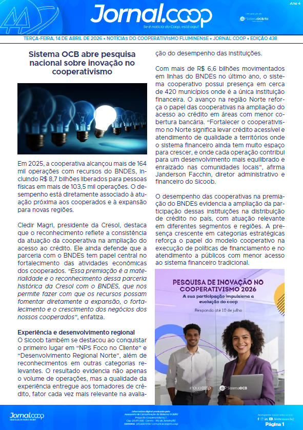 Jornal.Coop RJ – Edição 438 – Ano 4 – 14 de abril de 2026