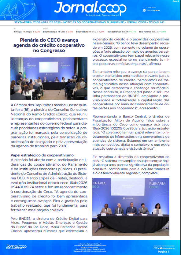 Jornal.Coop RJ – Edição 441 – Ano 4 – 17 de abril de 2026