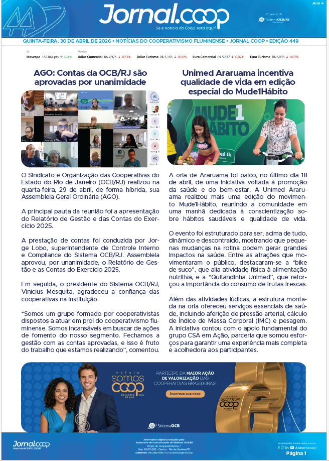 Jornal.Coop RJ – Edição 449 – Ano 4 – 30 de abril de 2026