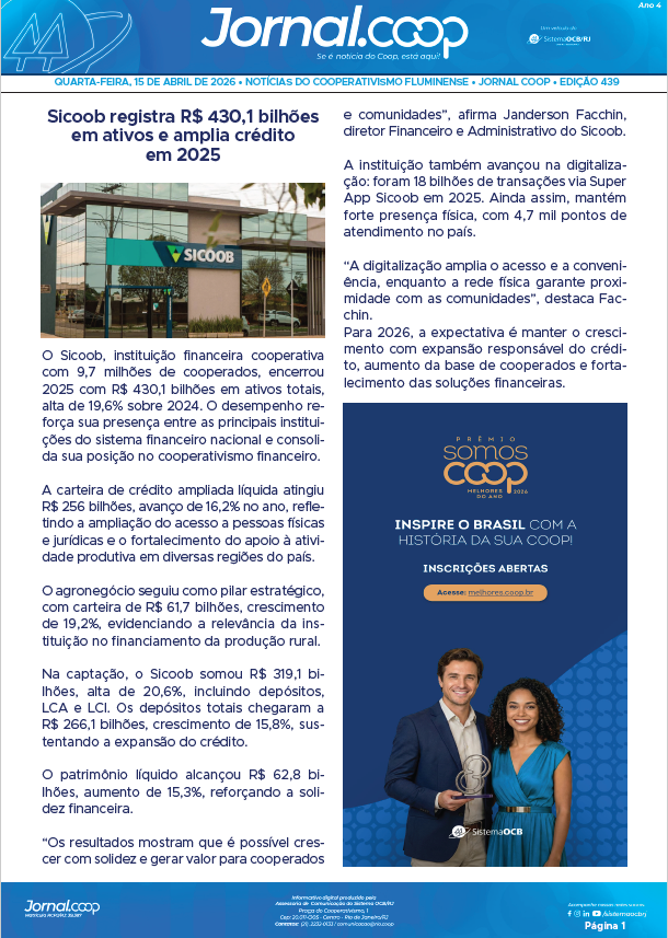 Jornal.Coop RJ – Edição 439 – Ano 4 – 15 de abril de 2026