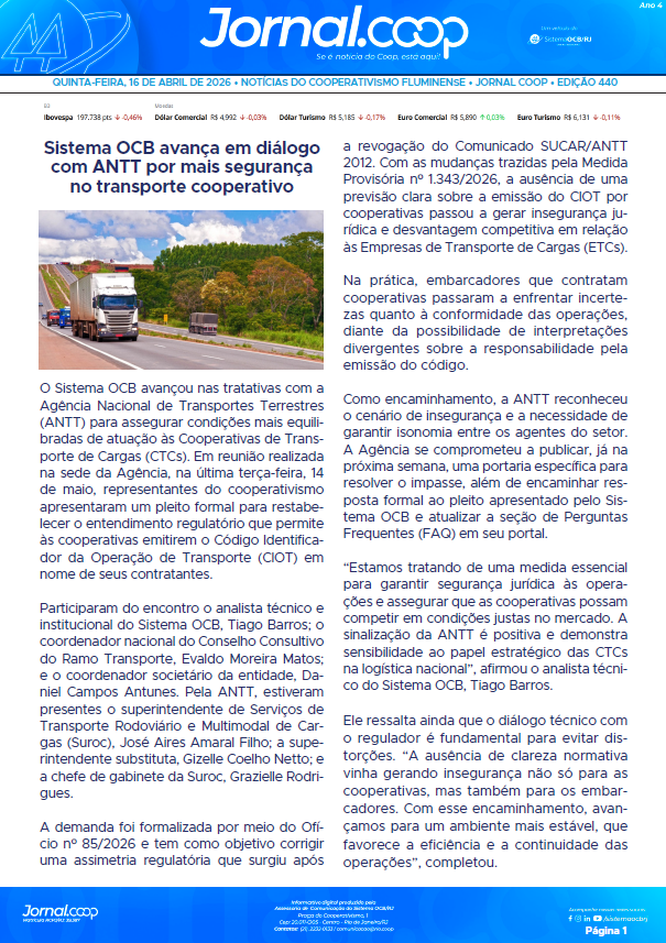 Jornal.Coop RJ – Edição 440 – Ano 4 – 16 de abril de 2026