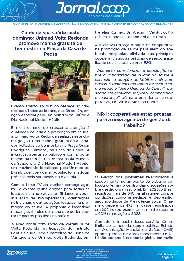 Jornal.Coop RJ – Edição 434 – Ano 4 – 9 de abril de 2026