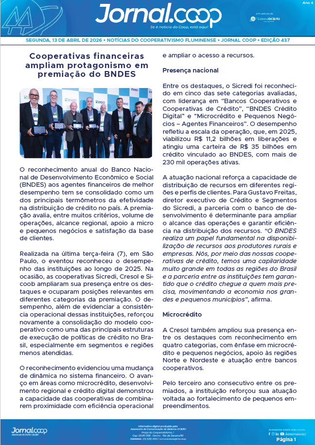 Jornal.Coop RJ – Edição 437 – Ano 4 – 13 de abril de 2026