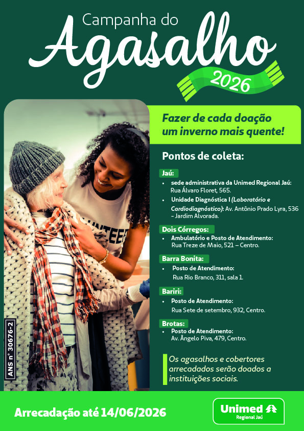 Unimed Regional Jaú – Seu casaco parado aquece um coração: Participe da Campanha do Agasalho 2026!