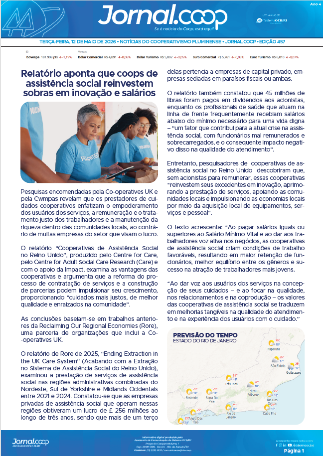 Jornal.Coop RJ – Edição 457 – Ano 4 – 12 de maio de 2026