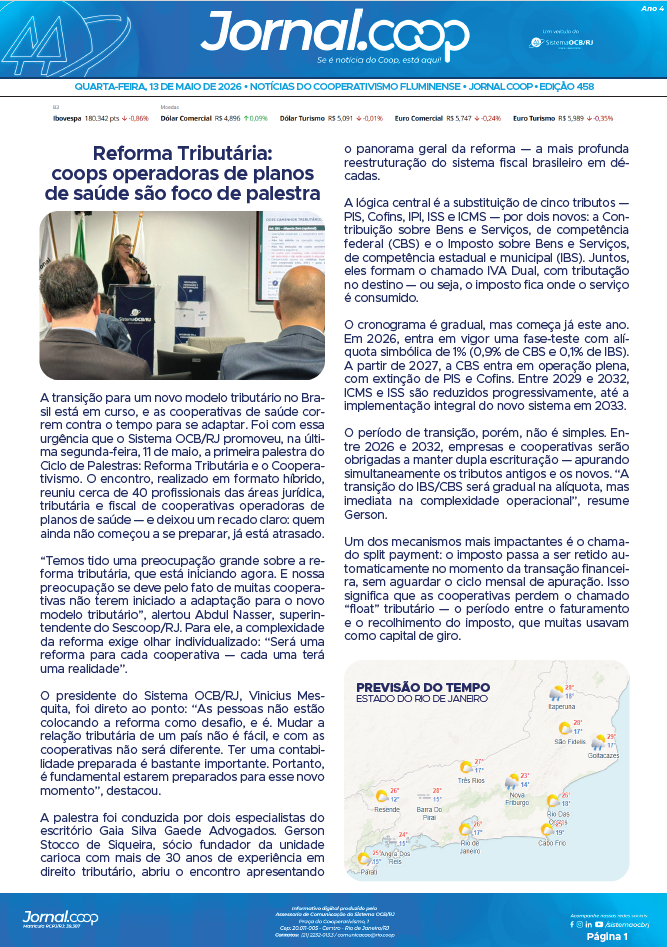 Jornal.Coop RJ – Edição 458 – Ano 4 – 13 de maio de 2026