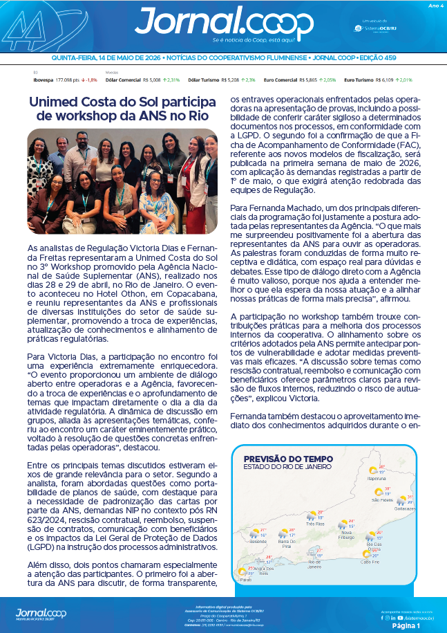 Jornal.Coop RJ – Edição 459 – Ano 4 – 14 de maio de 2026