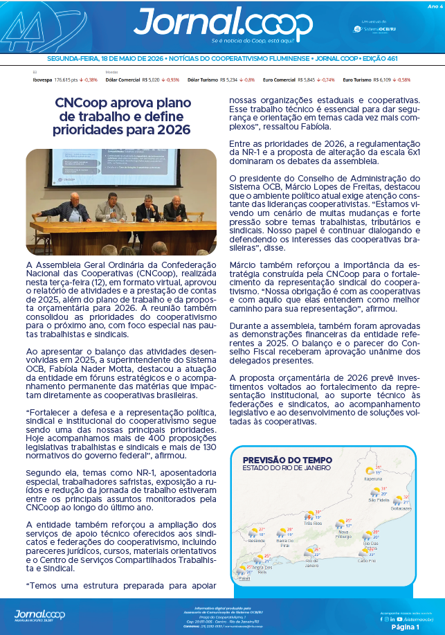 Jornal.Coop RJ – Edição 461 – Ano 4 – 18 de maio de 2026