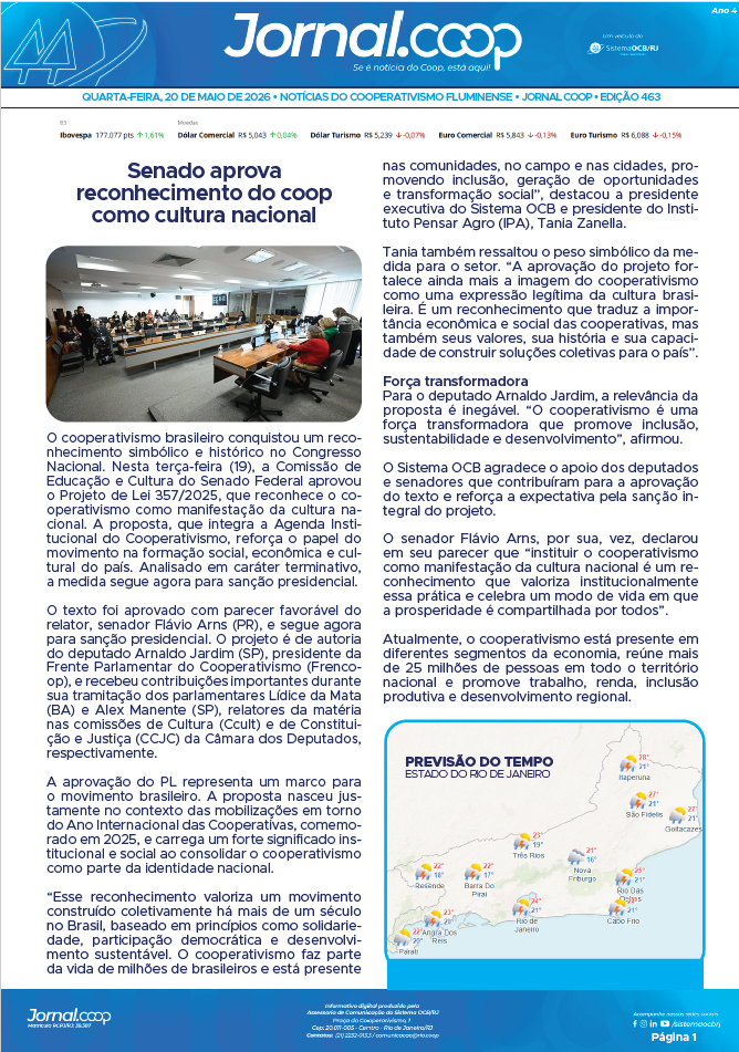 Jornal.Coop RJ – Edição 463 – Ano 4 – 20 de maio de 2026
