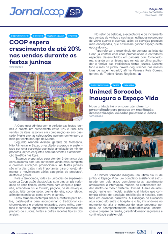 Jornal Sescoop/SP – Edição 058 – Ano 1 – SP – 16 de Junho de 2026