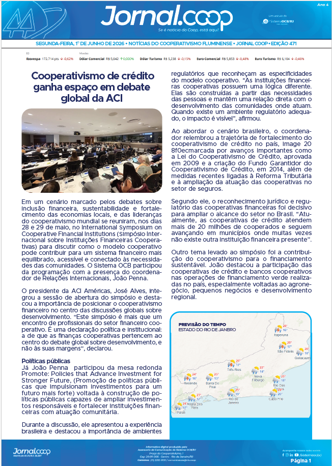 Jornal.Coop RJ – Edição 471 – Ano 4 – 1 de junho de 2026
