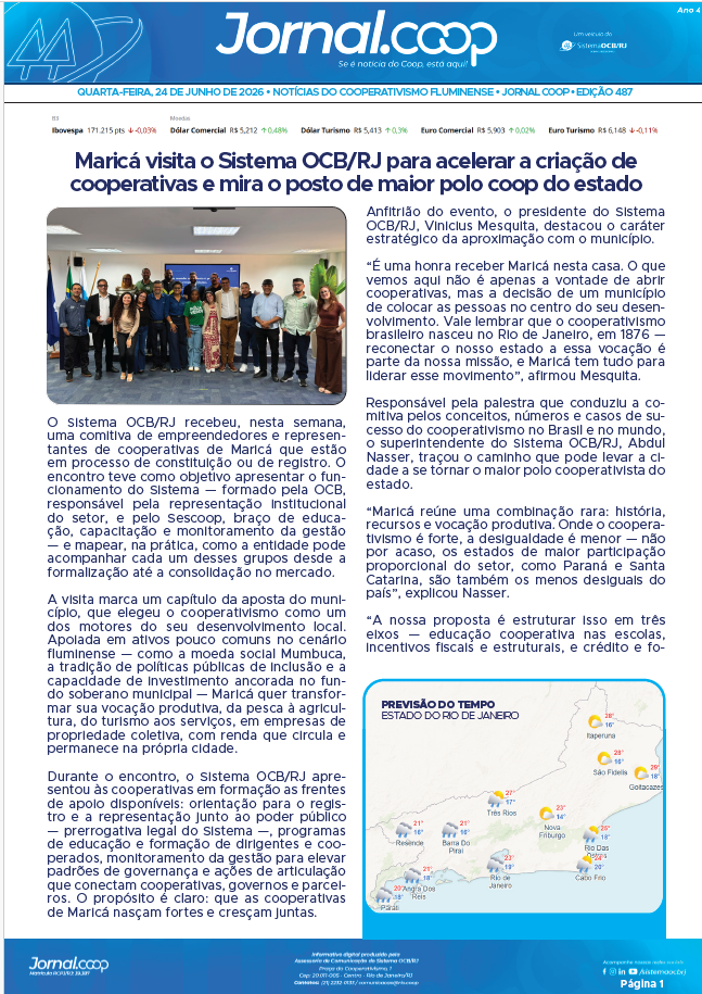 Jornal.Coop RJ – Edição 487 – Ano 4 – 24 de junho de 2026