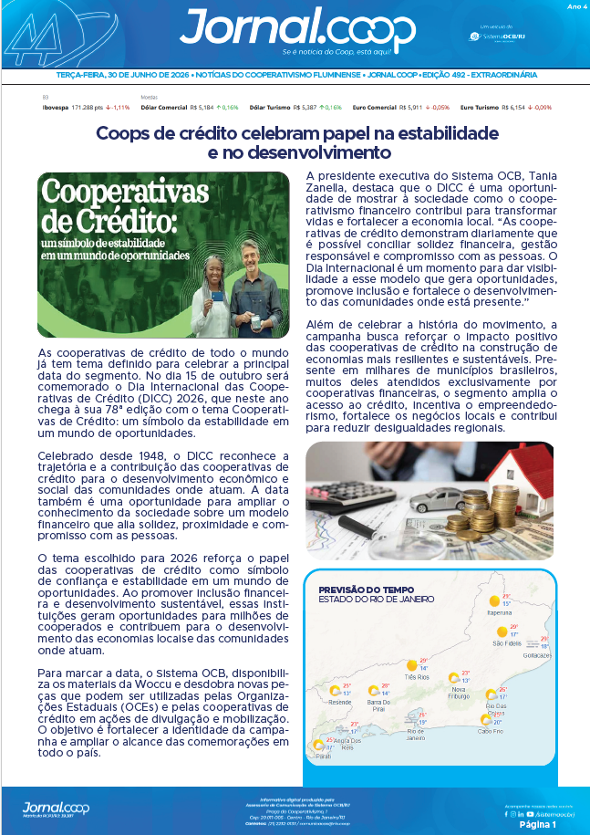 Jornal.Coop RJ – Edição 492 – Extraordinária – Ano 4 – 30 de junho de 2026