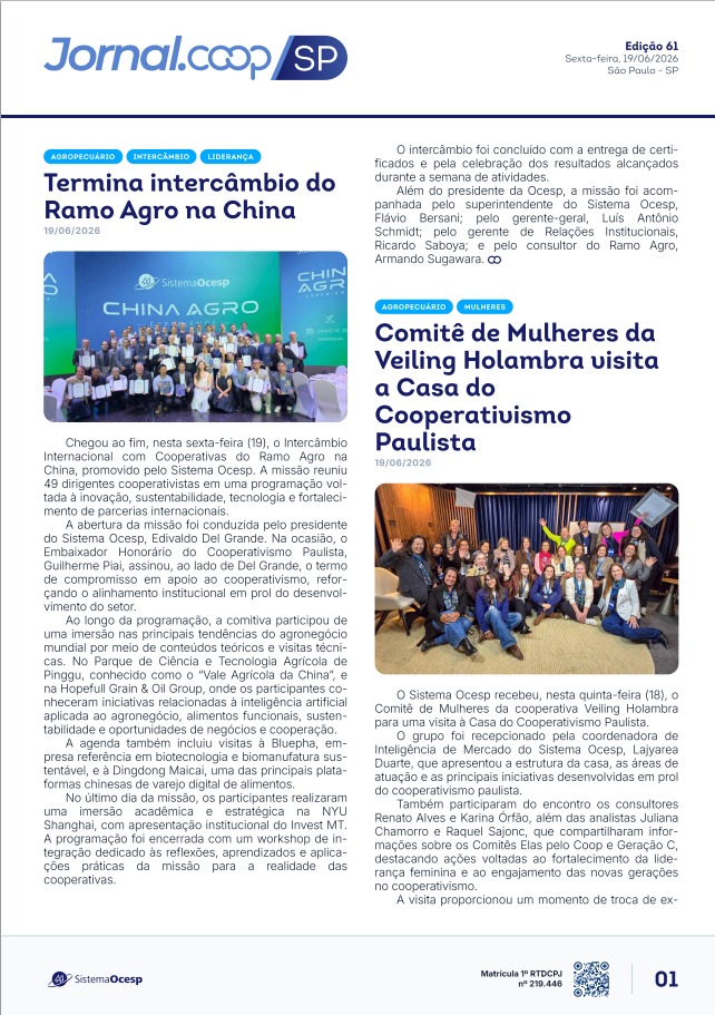 Jornal Sescoop/SP – Edição 061 – Ano 1 – SP – 18 de Junho de 2026