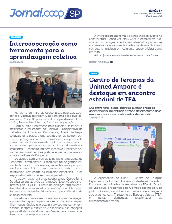 Jornal Sescoop/SP – Edição 064 – Ano 1 – SP – 24 de Junho de 2026