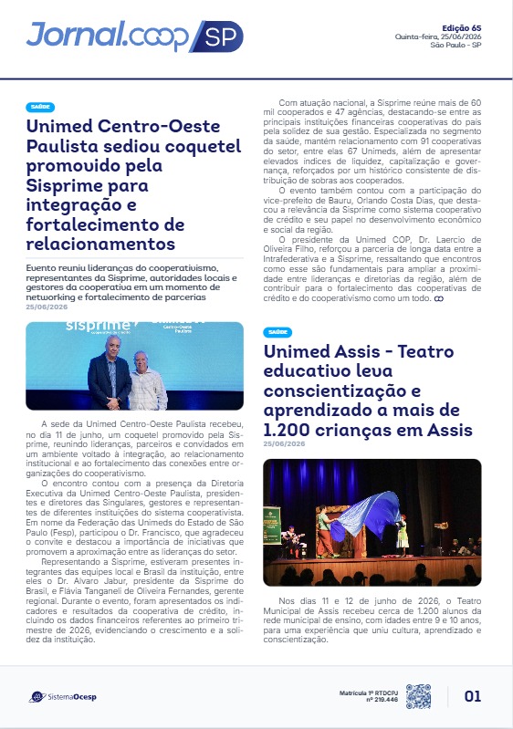 Jornal Sescoop/SP – Edição 065 – Ano 1 – SP – 25 de Junho de 2026