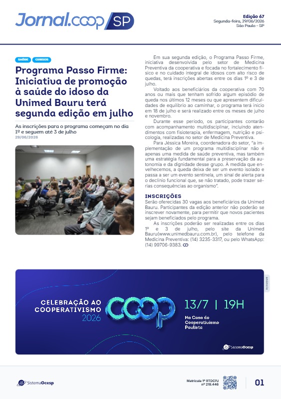 Jornal Sescoop/SP – Edição 067 – Ano 1 – SP – 29 de Junho de 2026