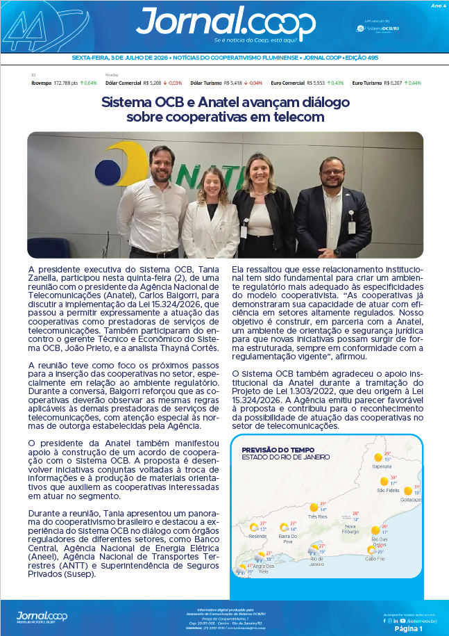Jornal.Coop RJ – Edição 495 – Ano 4 – 3 de julho de 2026